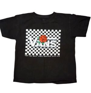 Vans Black Checkered Kids T-Shirt - Size Small
